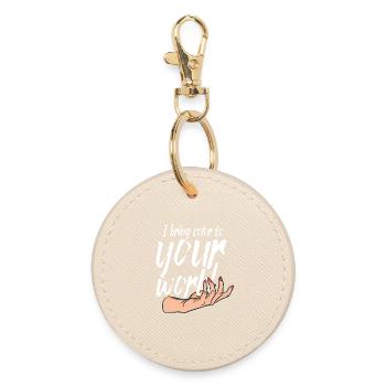 I bring color to your world Nail Tech - Round Keyring - oyster - Front