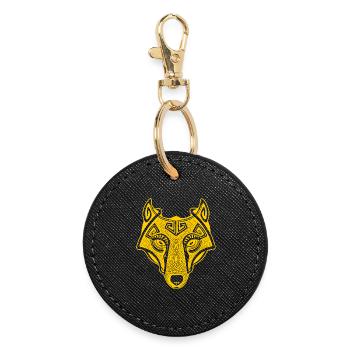 Viking Wolf gelb transparent - Runder Schlüsselanhänger - Schwarz - Vorne