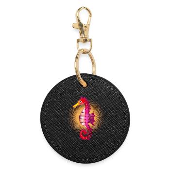 cute radiant seahorse in comic style - Round Keyring - black - Front