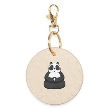Panda Yoga Fitness Meditation - Runder Schlüsselanhänger - Auster - Vorne