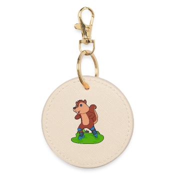 Squirrel Inline skating Inline skates - Round Keyring - oyster - Front