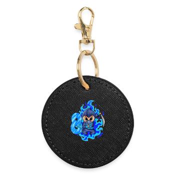 8th birthday boy 8 years old ninja - Round Keyring - black - Front