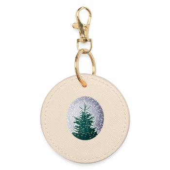 beleuchteter Weihnachtsbaum im Schnee - Runder Schlüsselanhänger - Auster - Vorne