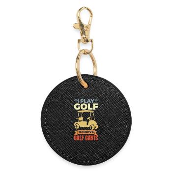 Ich liebe Golf Carts - Runder Schlüsselanhänger - Schwarz - Vorne