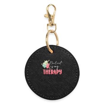 Nailart is my therapy nail technician - Round Keyring - black - Front
