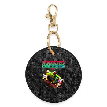 Addicted to Red Eyed Tree Frog - Round Keyring - black - Front