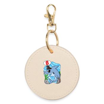 8 years old - 8th birthday with animal motif - Round Keyring - oyster - Front