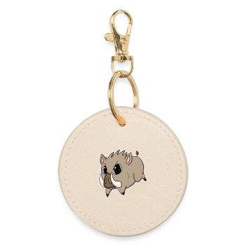 Wild boar - pig motif - Round Keyring - oyster - Front