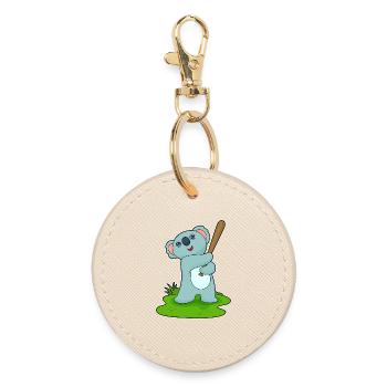 Koala Baseball Baseball Bat - Round Keyring - oyster - Front