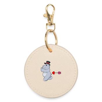 Mariage avec le marié hippopotame au haut-de-forme - Porte-clés rond - huître - Devant