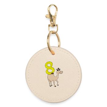 8 years old - 8th birthday with animal motif - Round Keyring - oyster - Front