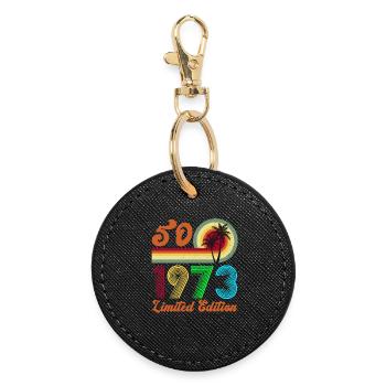 1973 Birthday Retro Vintage Born in 1973 - Round Keyring - black - Front