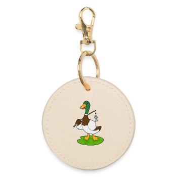 Duck Angler Fish Fishing - Round Keyring - oyster - Front