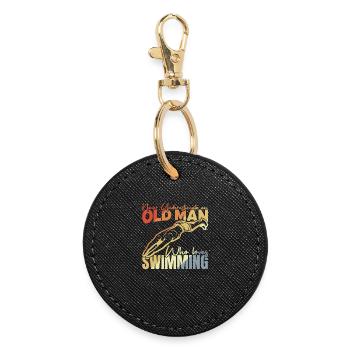 Grandfather swimmer - Round Keyring - black - Front