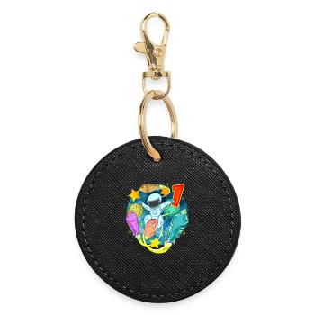 1 Year Birthday Boy Gift - Round Keyring - black - Front
