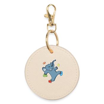 Climbing Elefant Motiv - Runder Schlüsselanhänger - Auster - Vorne