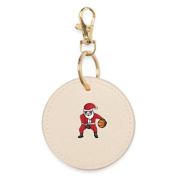 Basketball Weihnachtsmütze - Runder Schlüsselanhänger - Auster - Vorne