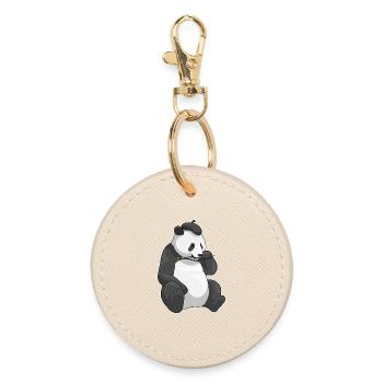 Panda Painter Brush Painting - Round Keyring - oyster - Front
