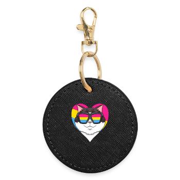 Pansexuell Katze Ragdoll Herz Geschenk - Runder Schlüsselanhänger - Schwarz - Vorne