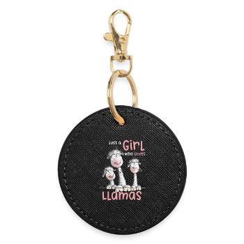 Just A Girl Who Loves Llamas Spruch - Round Keyring - black - Front