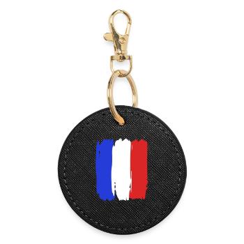 Flag France Tricolore - Round Keyring - black - Front