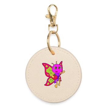 Butterfly Apple - Round Keyring - oyster - Front