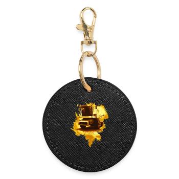 Combine Harvester Gold - Round Keyring - black - Front