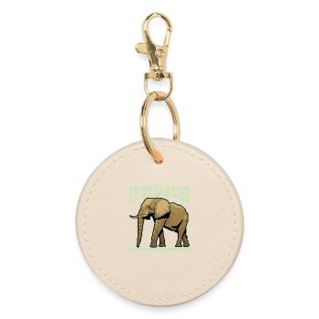 I'm Vegan Like An Elephant - Vegan Vegetarian - Round Keyring - oyster - Front