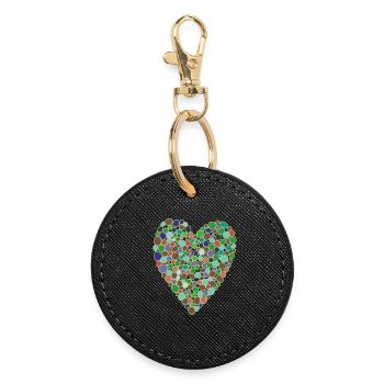 Vert coeur - Porte-clés rond - noir - Devant