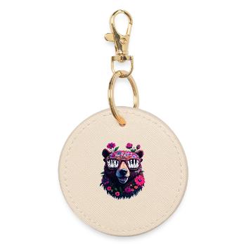 Mamabär Sonnenbrille Mama Bear Muttertag Blumen - Runder Schlüsselanhänger - Auster - Vorne