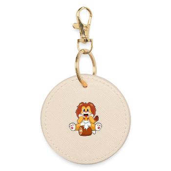 Leo Birthday Candle - Round Keyring - oyster - Front