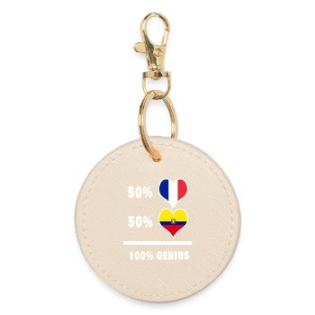 Drapeau de l'Équateur et de la France 100% génial - Porte-clés rond - huître - Devant