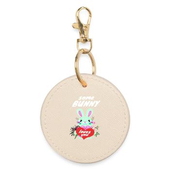 Mignon lapin de Pâques amoureux - Porte-clés rond - huître - Devant
