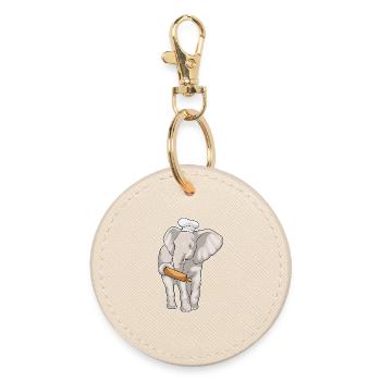 Elefant Bäcker Nudelholz Backen - Runder Schlüsselanhänger - Auster - Vorne