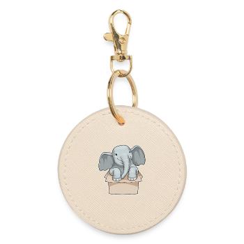 Elefant Karton - Runder Schlüsselanhänger - Auster - Vorne