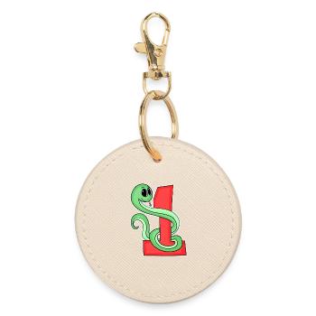 1 year old - school enrolment - snake motif - Round Keyring - oyster - Front
