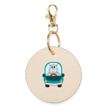 Hippopotamus Car - Round Keyring - oyster - Front