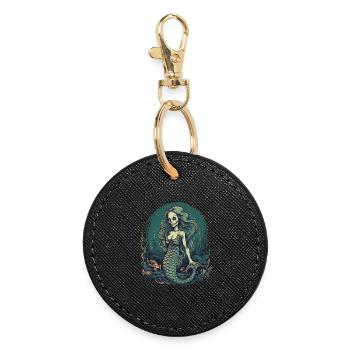Comic Ghoul Zombie Mermaid - Creepy Motif - Round Keyring - black - Front