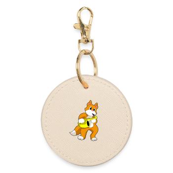 Cat Musician Saxophone Music - Round Keyring - oyster - Front