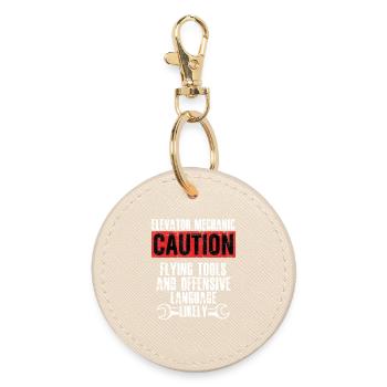 Elevator Mechanic Flying Tools Technician - Round Keyring - oyster - Front