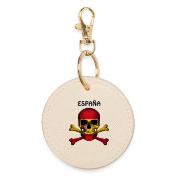 Skull Jolly Roger Pirate Flag Espana R6Z - Runder Schlüsselanhänger - Auster - Vorne