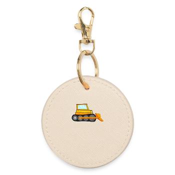 Excavator Construction Site Excavator Driver - Round Keyring - oyster - Front