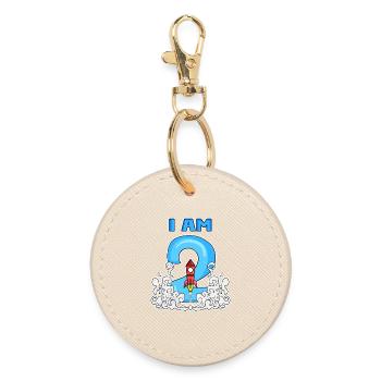2 Birthday Boy Astronaut Rocket - deux ans - Porte-clés rond - huître - Devant