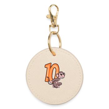 10 Geburtstag 10 Jahre alt mit Tier Motiv - zehn - Runder Schlüsselanhänger - Auster - Vorne