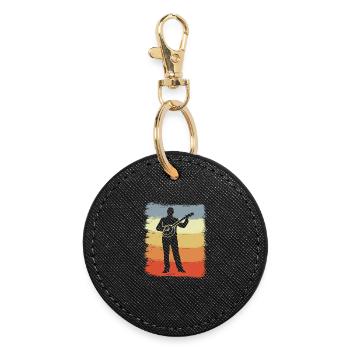 Vintage Banjo Player - Round Keyring - black - Front