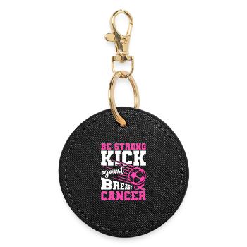 Breast Cancer Football - Round Keyring - black - Front