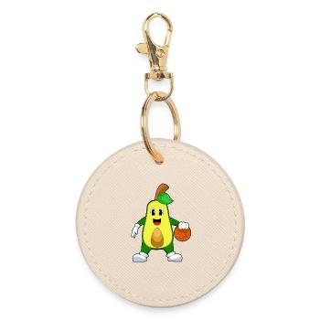 Avocado Basketballspieler Basketball - Runder Schlüsselanhänger - Auster - Vorne