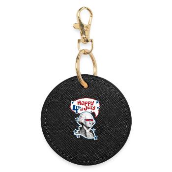 4-th July - Independence Day. If you love freedom - Round Keyring - black - Front