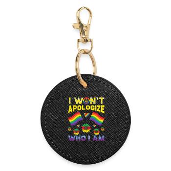 LGBT, arc-en-ciel, pride - Porte-clés rond - noir - Devant