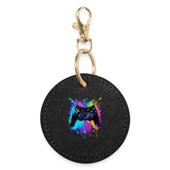 Contrôleur de jeu Graffiti coloré - Porte-clés rond - noir - Devant